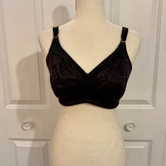 Bali Black Soft Cup Full Coverage Wide Strap Supportive Bra Size 36D - Picture 2 of 8